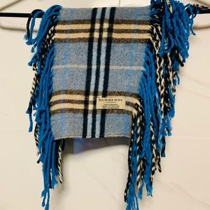 AUTHENTIC BURBERRY Blue Fringe Scarf